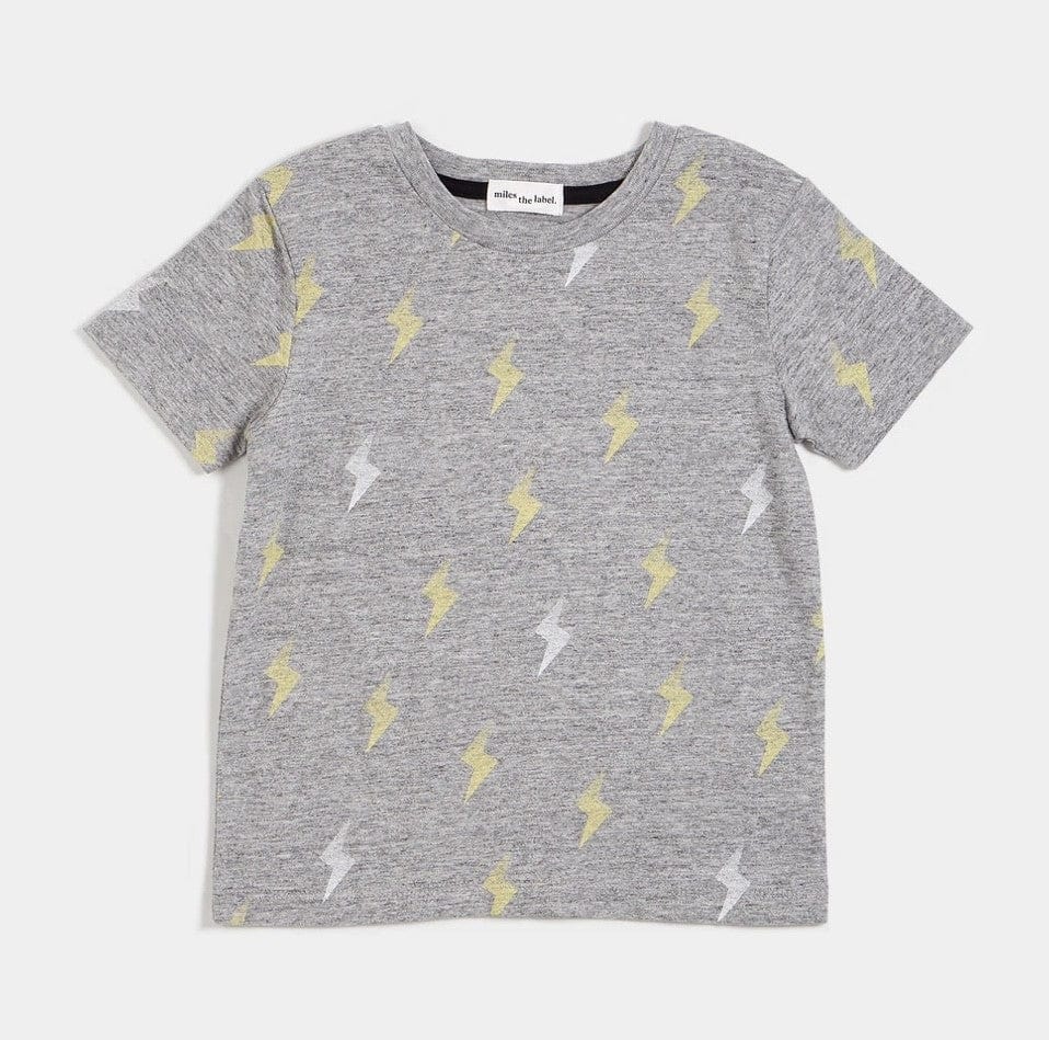 A Bundle of Joy Boutique  Grey Lightning Bolt Short Sleeve T-shirt