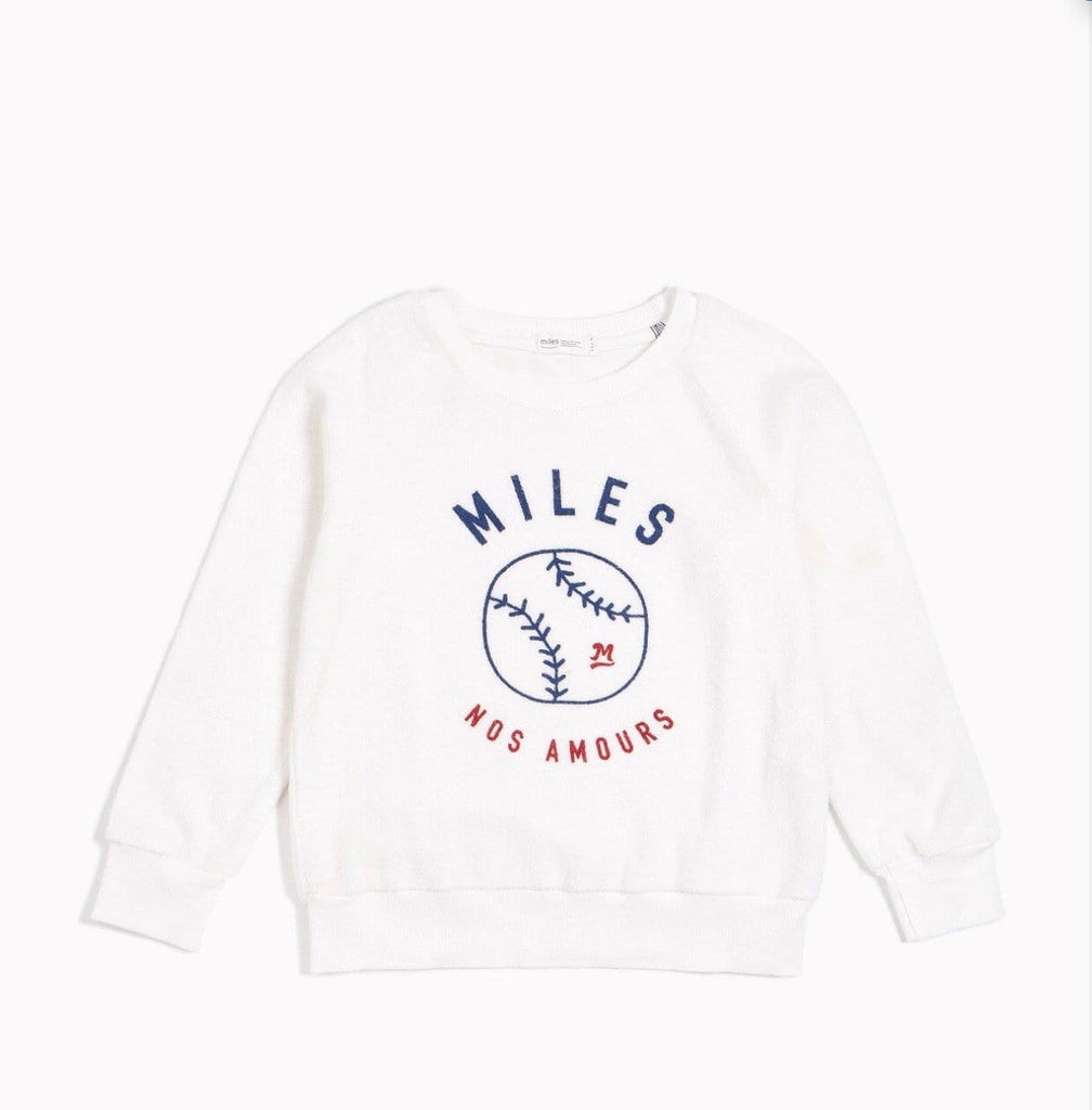 Miles Baby Tops White Terry Sweatshirt